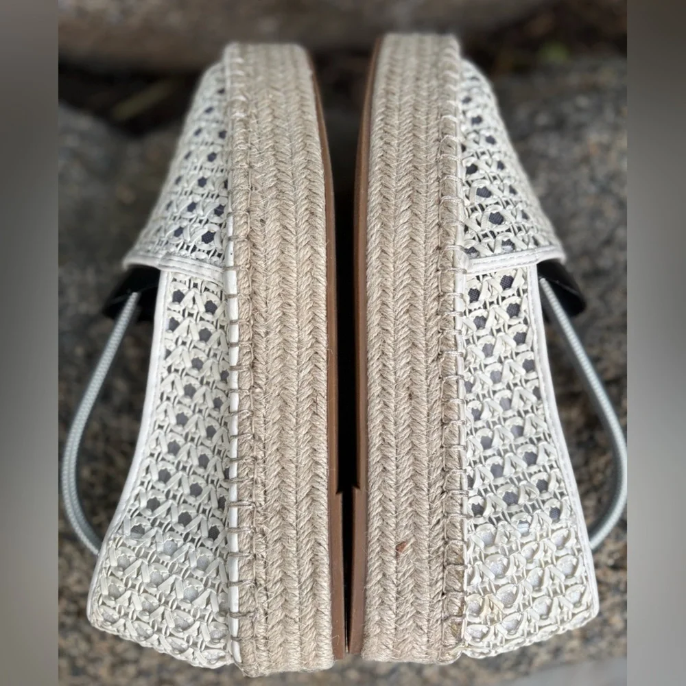 ASOS Design July Flatform Espadrilles in Cream Weave